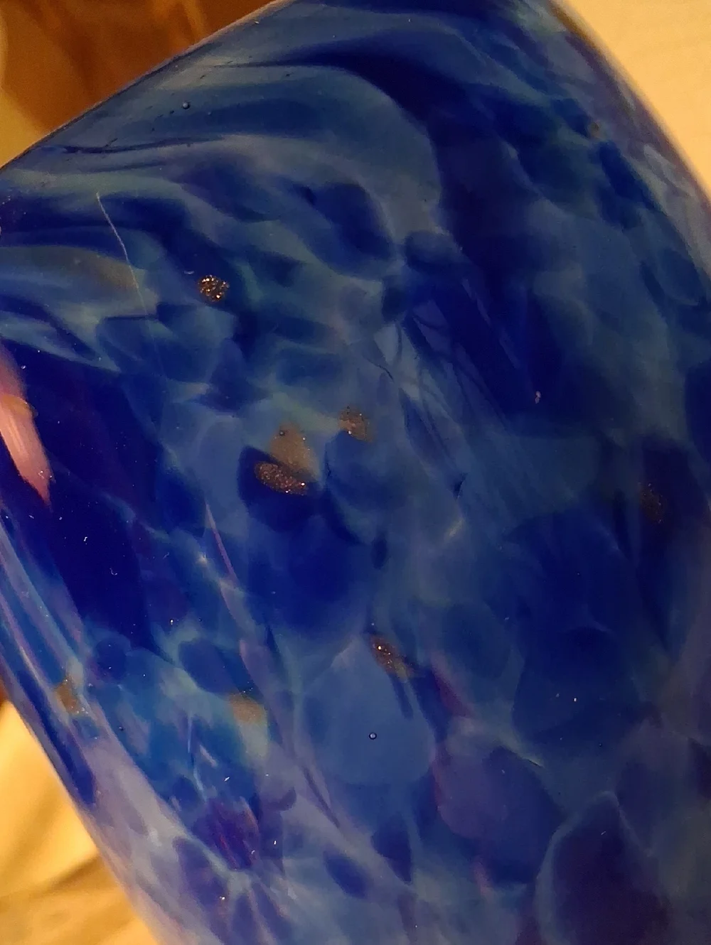 Votive Candle Holder. Art Glass In Lapis Blue  